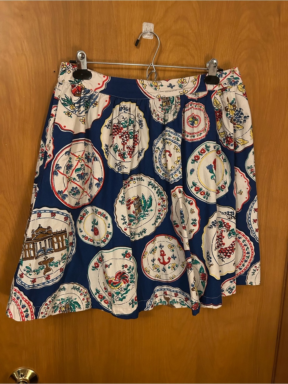 Blue Printed A-Line Skirt - Women's